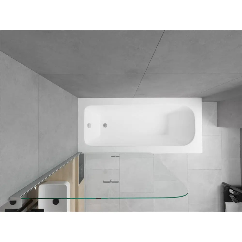 Mexen Vega Rektangulært Badekar 170x70 Cm med Kabinett og 2-delt Dusjvegg 100 Cm Gjennomsiktig Krom - 550117070x