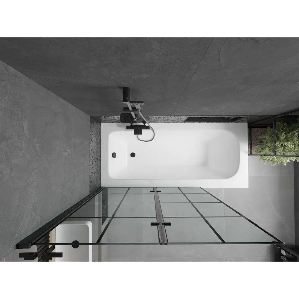 Mexen Vega Rektangulært Badekar 170x70 Cm med Kabinett og 2-delt Skyvedør 120 Cm Svart Mønster - 550117077x