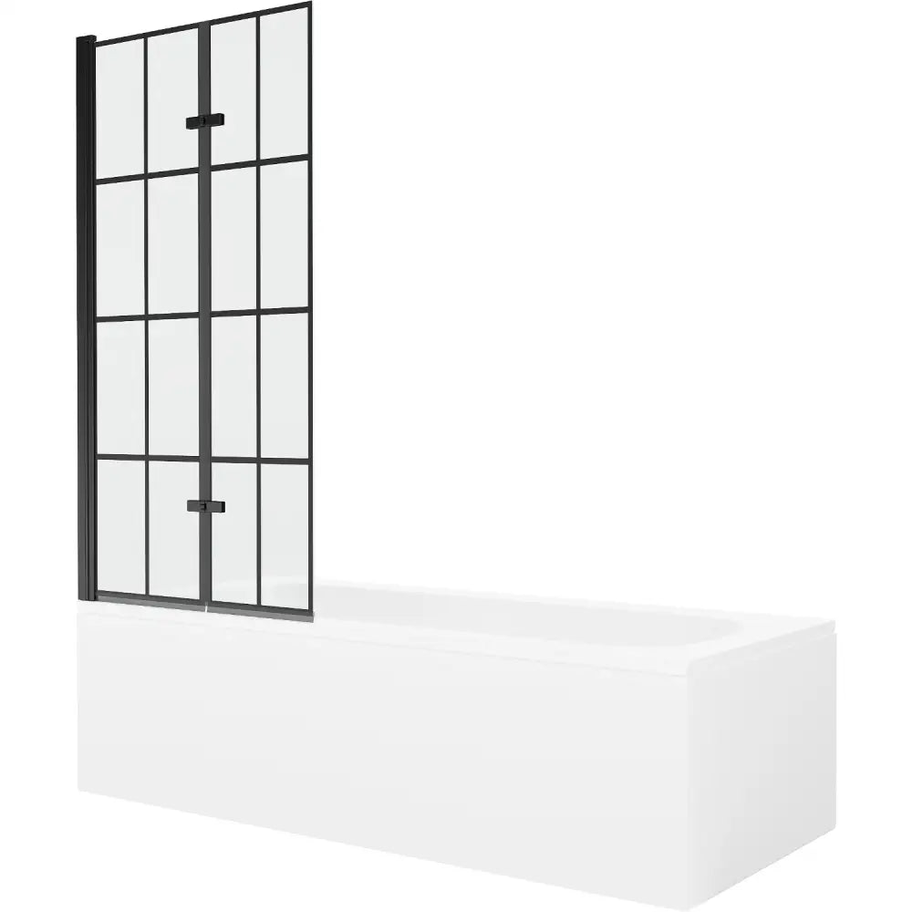 Mexen Vega Rektangulært Badekar 170x70 Cm med Kabinett og 2-delt Dusjvegg 80 Cm Svart Mønster - 550117077x