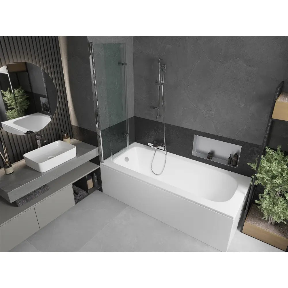 Mexen Vega Rektangulært Badekar 170x70 Cm med Kabinett og 2-delt Dør 100 Cm Gjennomsiktig Krom - 550117070x