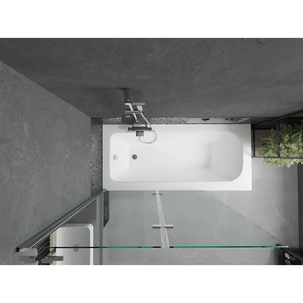 Mexen Vega Rektangulært Badekar 170x70 Cm med Kabinett og 2-delt Skjerm 120 Cm Gjennomsiktig Krom - 550117070x