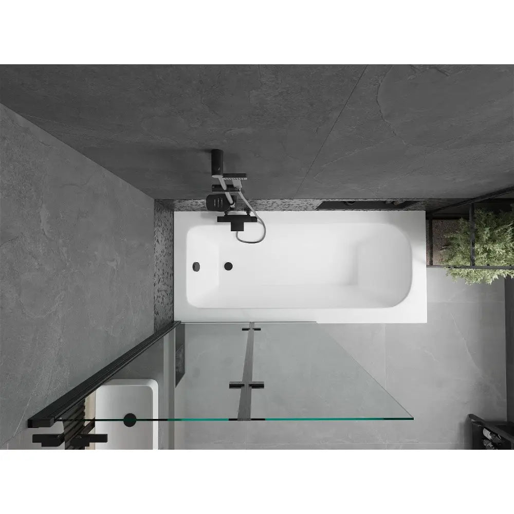Mexen Vega Rektangulært Badekar 170x70 Cm med Kabinett og 2-delt Dusjvegg 100 Cm Gjennomsiktig Svart - 550117070x