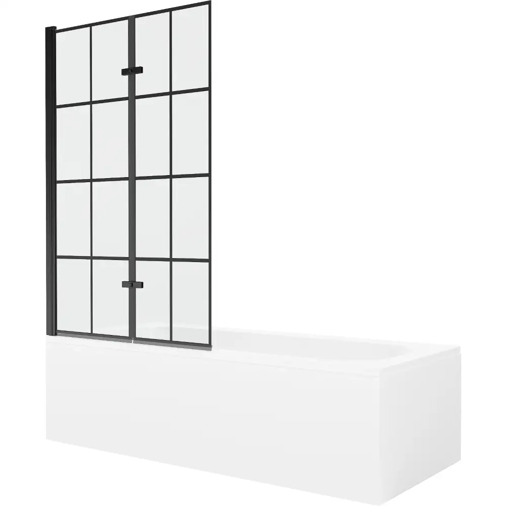 Mexen Vega Rektangulært Badekar 170x70 Cm med Kabinett og 2-delt Dusjvegg 100 Cm Svart Design - 550117077x