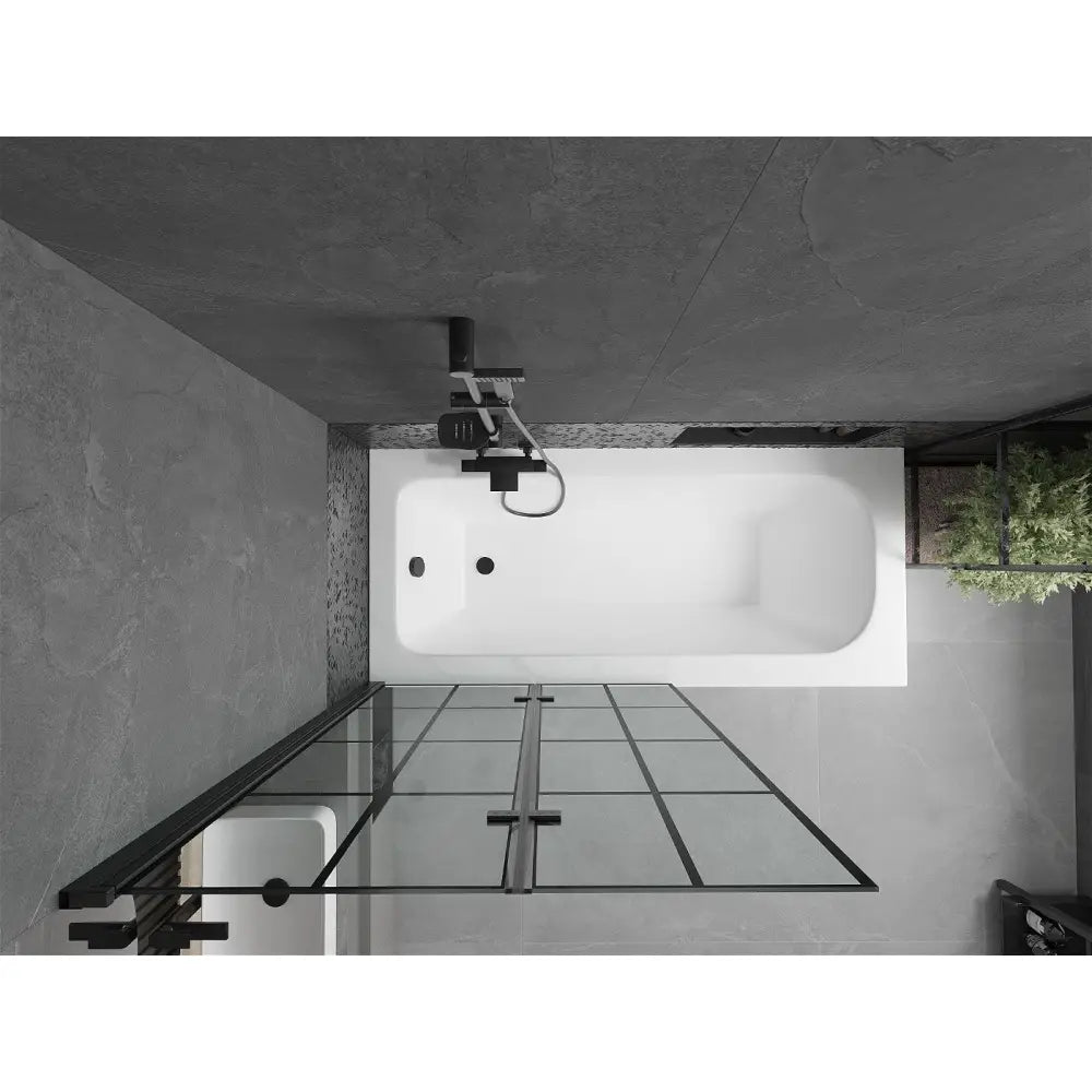 Mexen Vega Rektangulært Badekar 170x70 Cm med Kabinett og 2-delt Dusjvegg 100 Cm Svart Design - 550117077x