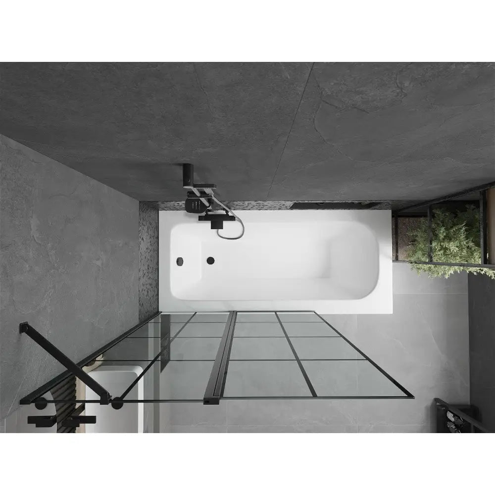 Mexen Vega Rektangulært Badekar 170x70 Cm med Kabinett og En-dørs Dusjvegg 120 Cm Svart Mønster - 550117070x