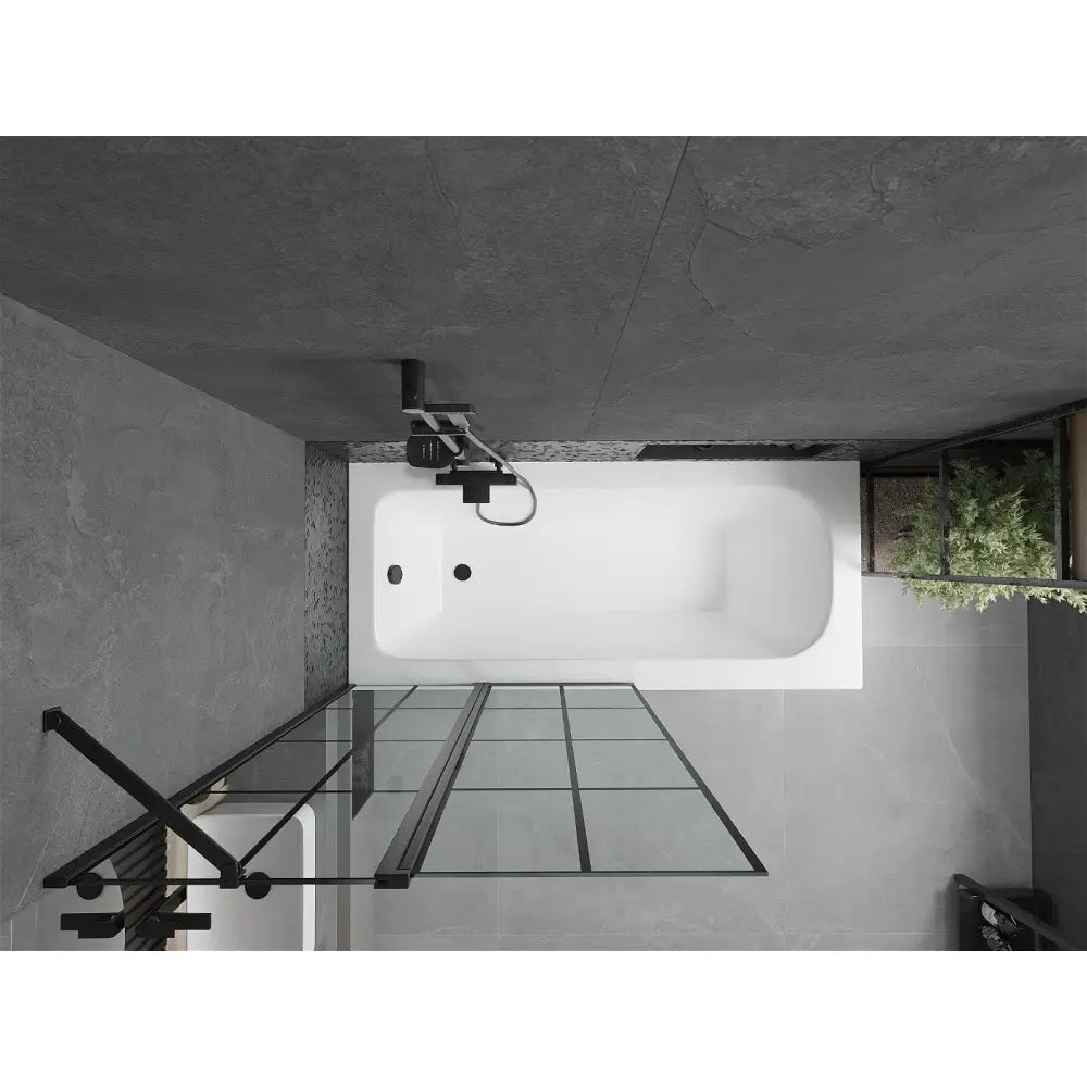 Mexen Vega Rektangulært Badekar 170x70 Cm med Kabinett og Enkelt Ventilert Skjerm 100 Cm Svart Mønster - 550117070x.