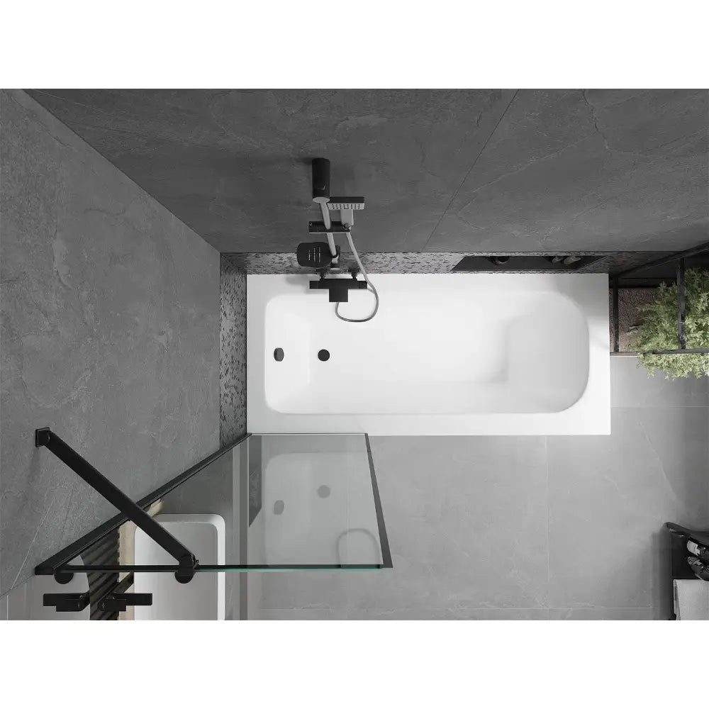 Mexen Vega Rektangulært Badekar 170x70 Cm med Kabinett og Enkelt 60 Cm Dørskjerm Svart Mønster - 550117070x