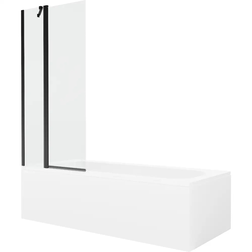 Mexen Vega Rektangulært Badekar 180x80 Cm med Kabinett og Enkeltdørs Dusjvegg 80 Cm Gjennomsiktig Svart - 550118080x
