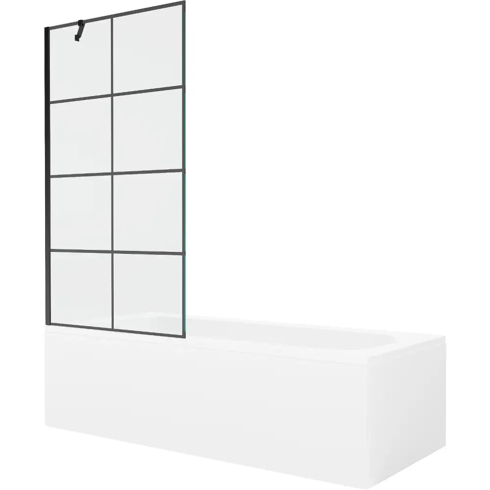 Mexen Vega Rektangulært Badekar 180x80 Cm med Kabinett og Enkeltdørs Skjerm 90 Cm Svart Mønster - 550118080x