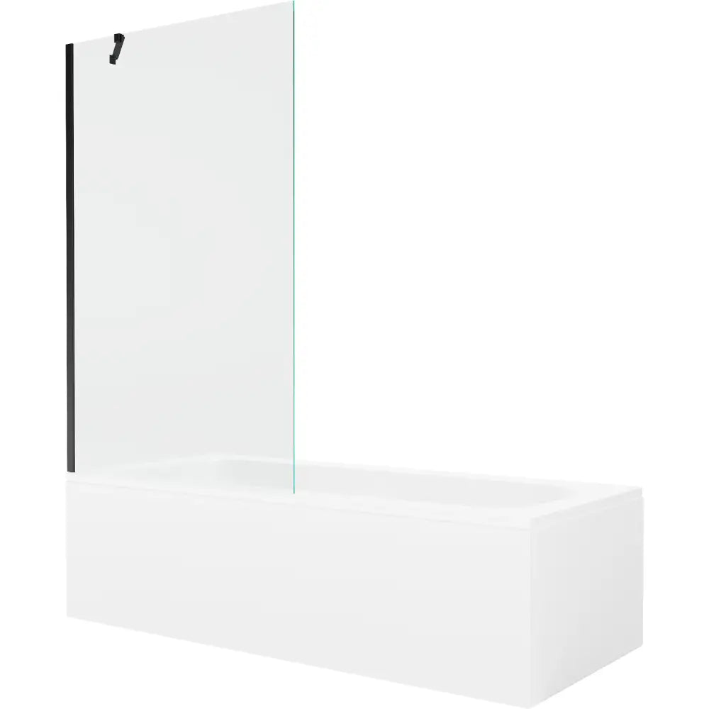 Mexen Vega Rektangulært Badekar 180x80 Cm med Kabinett og Enkeltfløyet 100 Cm Dusjvegg Gjennomsiktig Svart - 550118080x