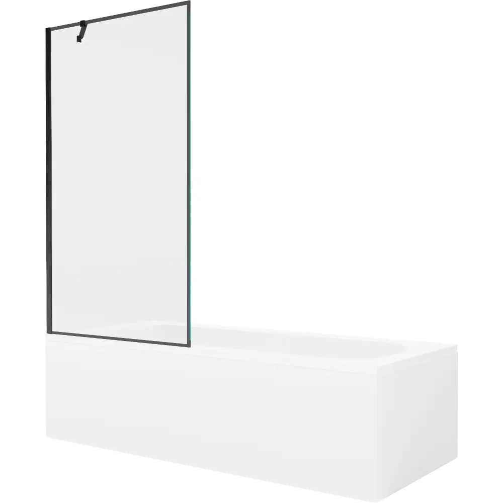 Mexen Vega Rektangulært Badekar 180x80 Cm med Kabinett og Enkeltvinget Dusjvegg 90 Cm Svart Mønster - 550118080x