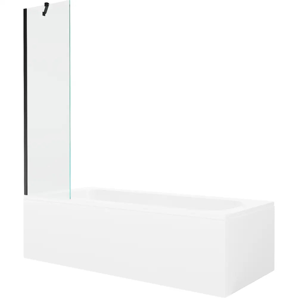 Mexen Vega Rektangulært Badekar 180x80 Cm med Kabinett og Enkeltfløyels Dørskjerm 50 Cm Gjennomsiktig Svart - 550118080x