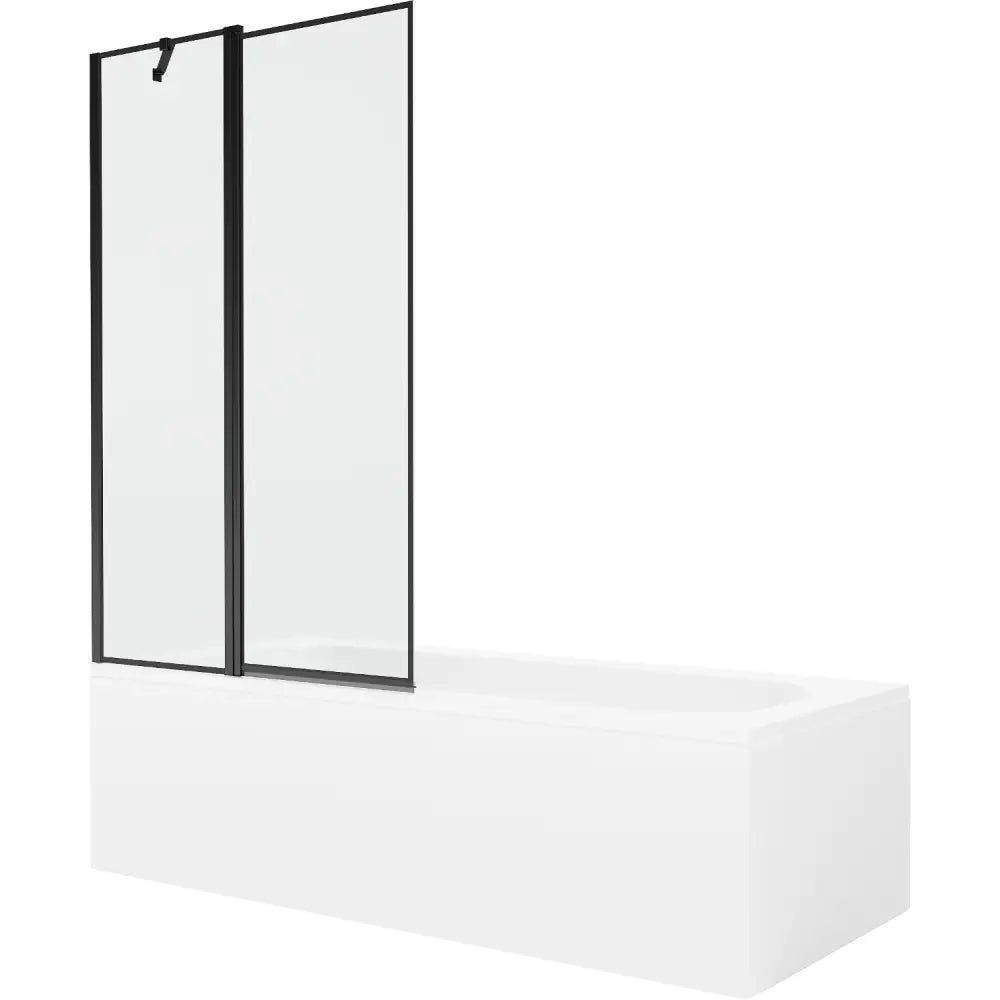 Mexen Vega Rektangulært Badekar 180x80 Cm med Kabinett og Enkeltfløyet 100 Cm Dusjvegg Svart Mønster - 550118080x