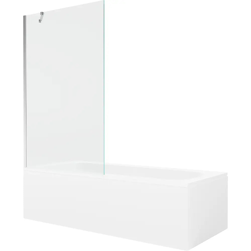 Mexen Vega Rektangulært Badekar 180x80 Cm med Kabinett og Enkeltfløyels Skjerm 100 Cm Gjennomsiktig Krom - 550118080x