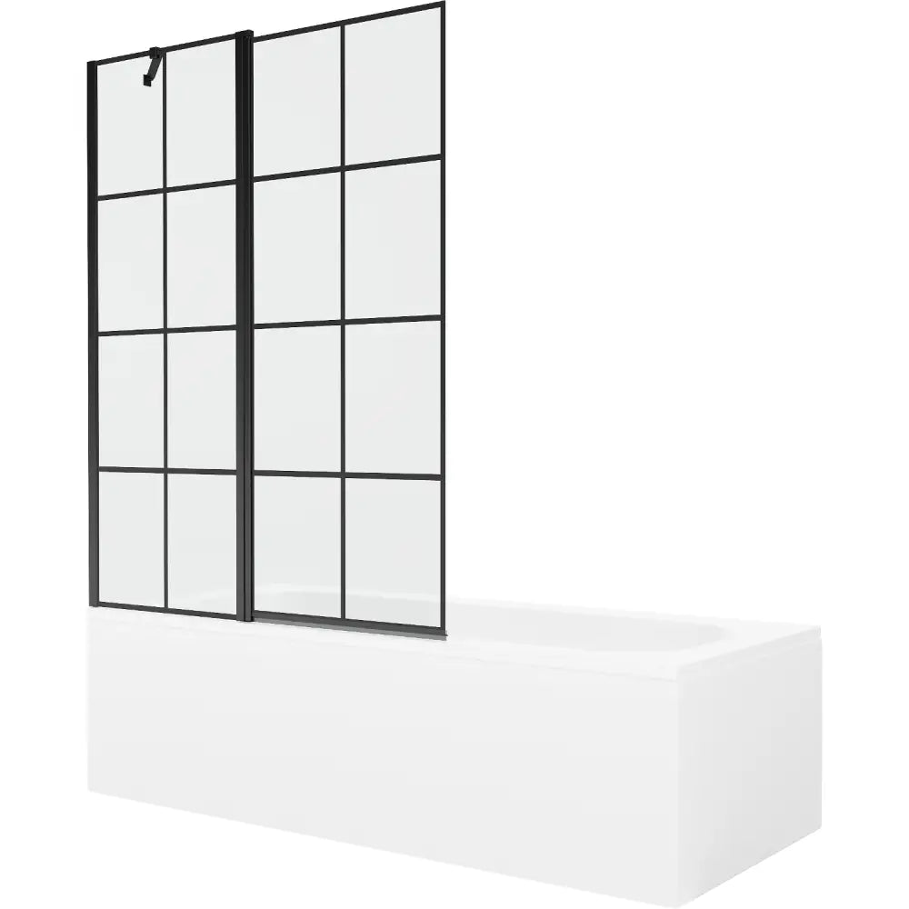 Mexen Vega Rektangulært Badekar 180x80 Cm med Kabinett og Enkeltdørs Dusjvegg 120 Cm Svart Design - 550118080x