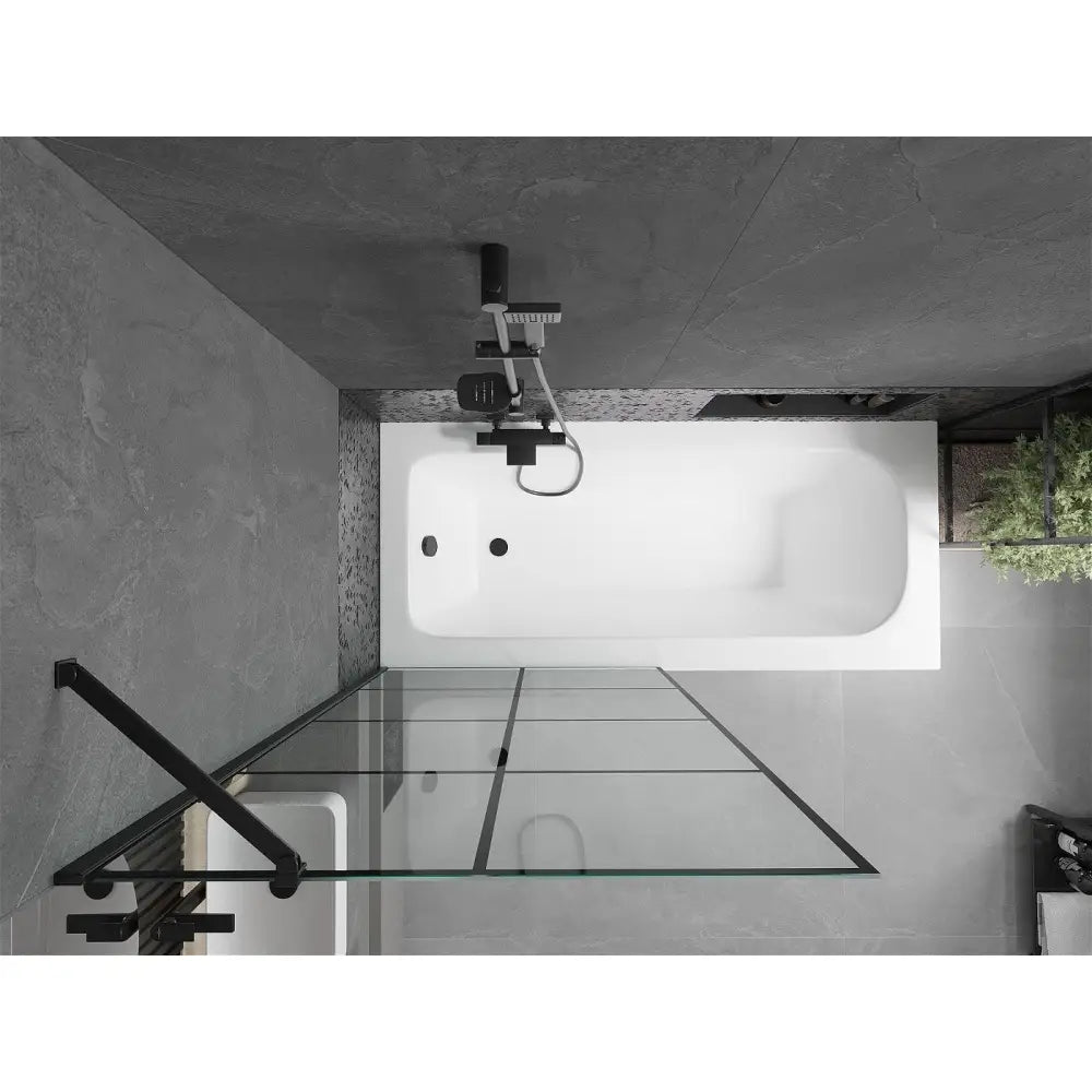 Mexen Vega Rektangulært Badekar 180x80 Cm med Kabinett og Enkeltdørs Skjerm 90 Cm Svart Mønster - 550118080x