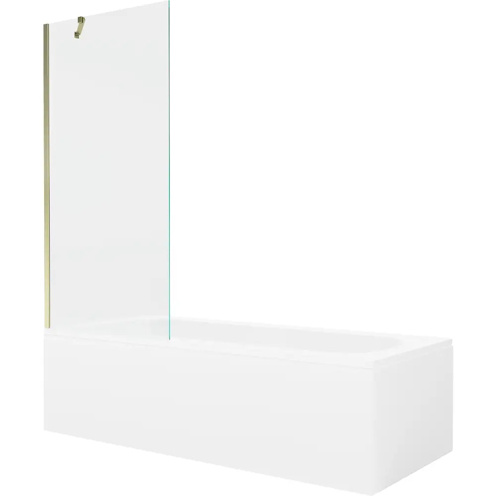 Mexen Vega Rektangulært Badekar 180x80 Cm med Kabinett og Enkeltdørs Dusjvegg 80 Cm Gjennomsiktig Gull - 550118080x