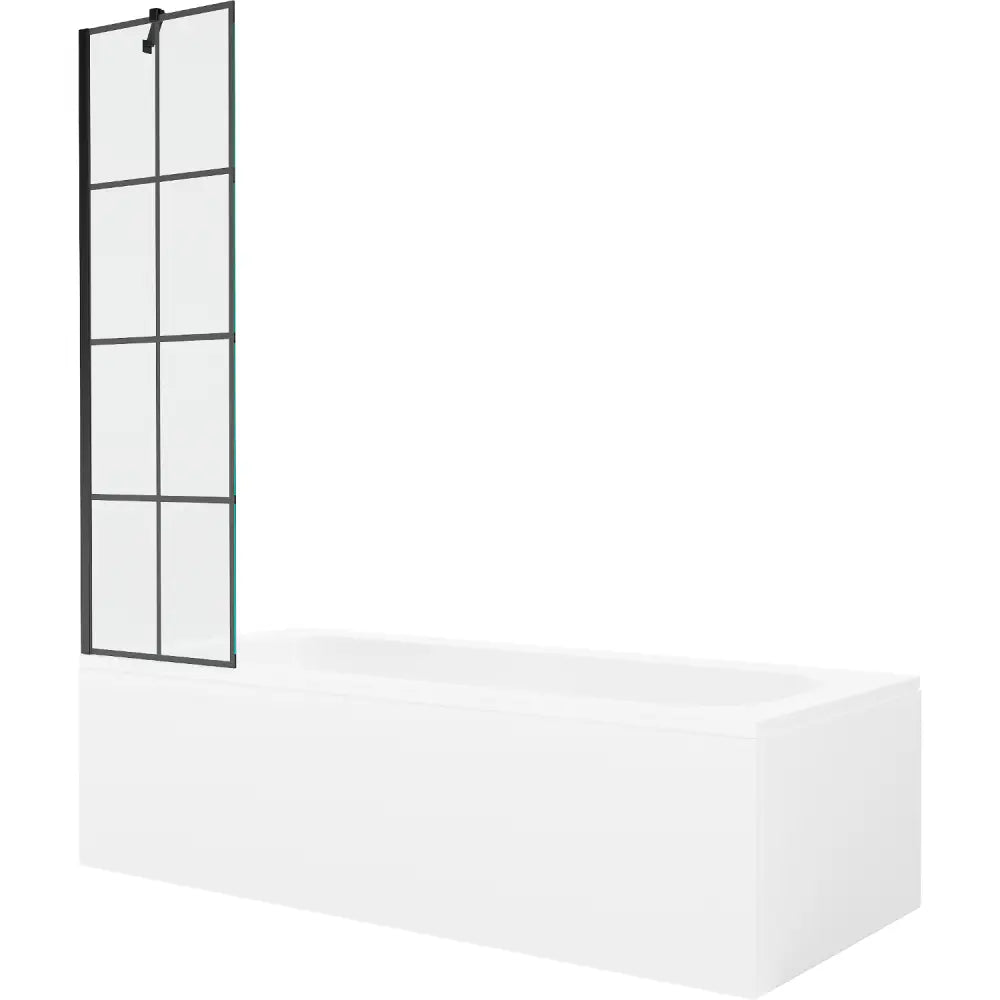 Mexen Vega Rektangulært Badekar 180x80 Cm med Kabinett og Enkeltdørs Skjerm 50 Cm Svart Mønster - 550118080x