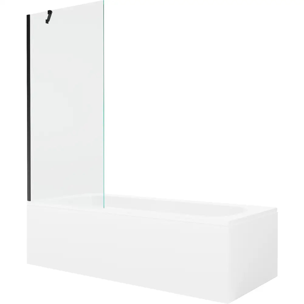 Mexen Vega Rektangulært Badekar 180x80 Cm med Kabinett og Enkeltfløyels Dørskjerm 80 Cm Gjennomsiktig Svart - 550118080x