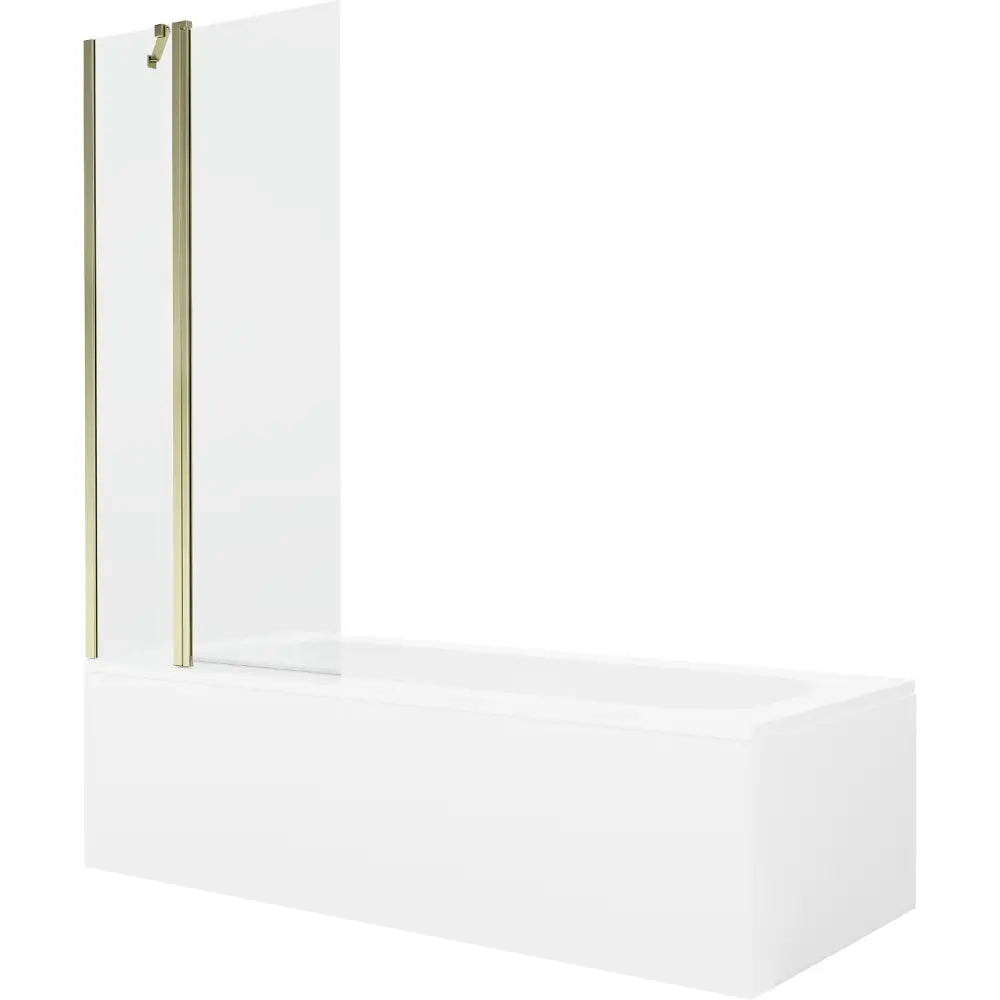 Mexen Vega Rektangulært Badekar 180x80 Cm med Kabinett og Enkeltfløyet 80 Cm Dusjvegg Gjennomsiktig Gull - 550118080x
