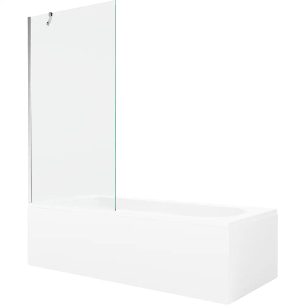 Mexen Vega Rektangulært Badekar 180x80 Cm med Kabinett og Enkeltfløyelsdør 90 Cm Gjennomsiktig Krom - 550118080x