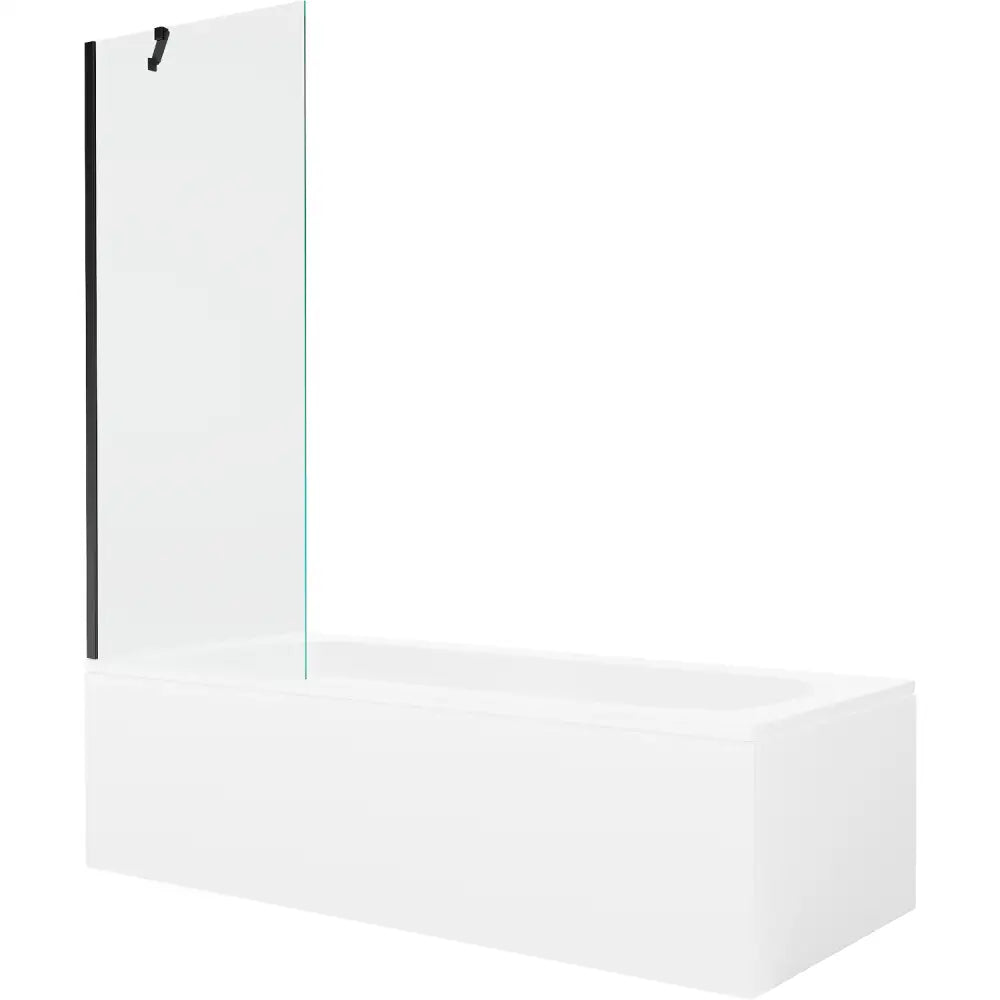 Mexen Vega Rektangulært Badekar 180x80 Cm med Kabinett og Enkeltdørs Dusjvegg 70 Cm Gjennomsiktig Svart - 550118080x