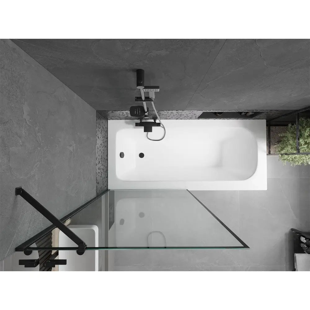 Mexen Vega Rektangulært Badekar 180x80 Cm med Kabinett og Enkeltvinget Dusjvegg 90 Cm Svart Mønster - 550118080x