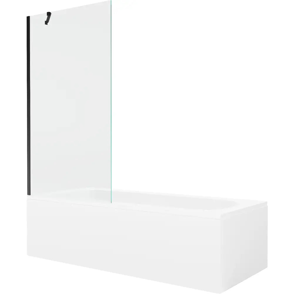 Mexen Vega Rektangulært Badekar 180x80 Cm med Kabinett og Enkeltvinget 90 Cm Dusjdør Gjennomsiktig Svart - 550118080x