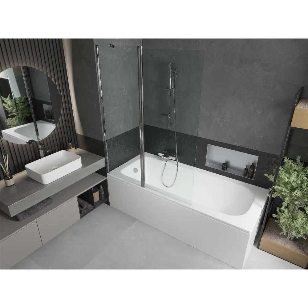 Mexen Vega Rektangulært Badekar 180x80 Cm med Kabinett og 1-delt Dusjvegg 120 Cm Gjennomsiktig Krom - 550118080x