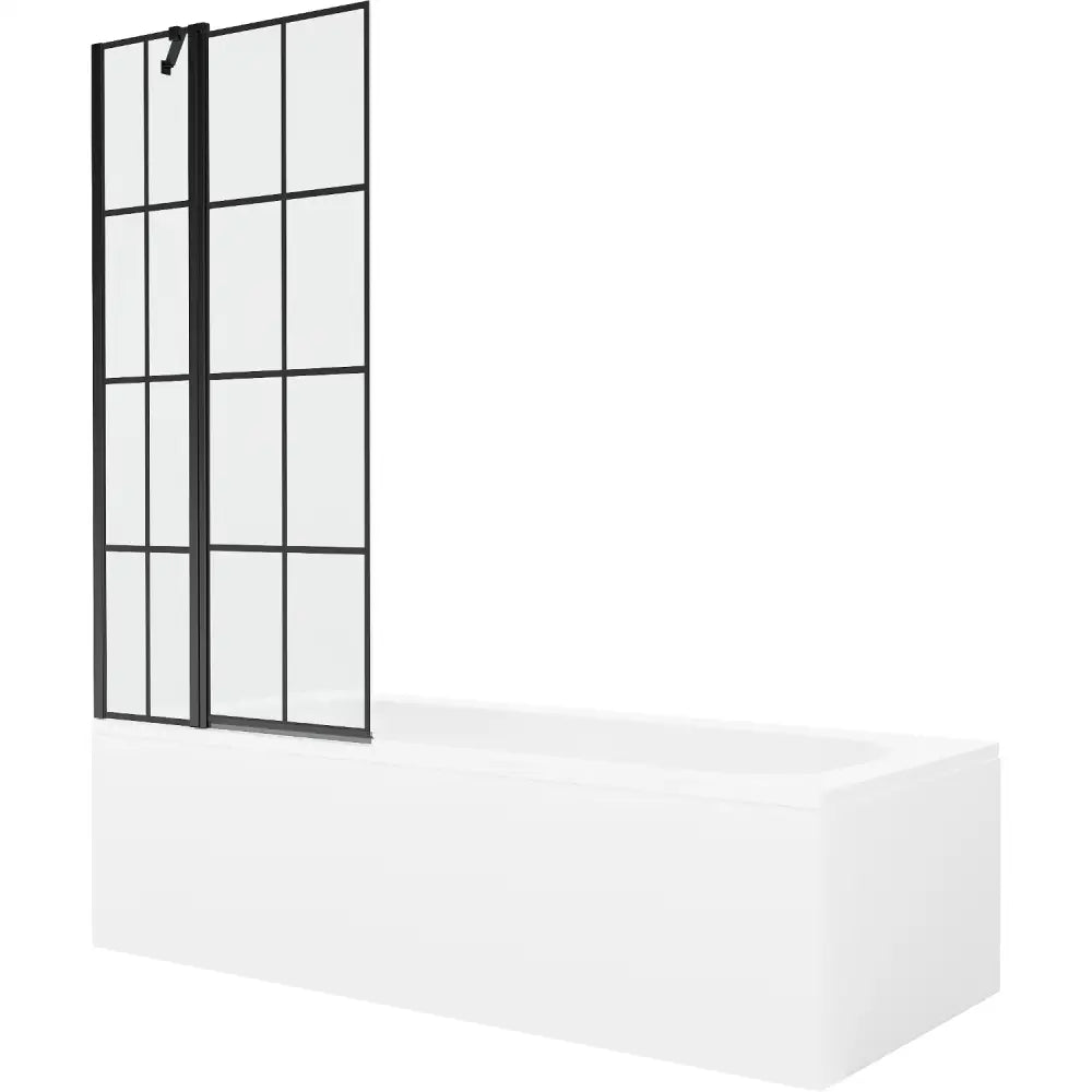 Mexen Vega Rektangulært Badekar 180x80 Cm med Kabinett og 1-dørs Dusjskjerm 80 Cm Svart Mønster - 550118080x