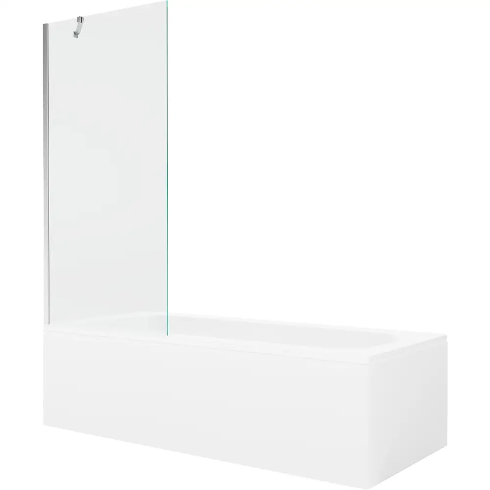 Mexen Vega Rektangulært Badekar 180x80 Cm med Kabinett og 1-dørs Skjerm 80 Cm Gjennomsiktig Krom - 550118080x