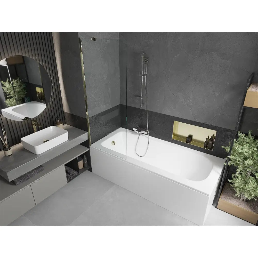 Mexen Vega Rektangulært Badekar 180x80 Cm med Kabinett og 1-dørs 70 Cm Dusjvegg Gjennomsiktig Krom - 550118080x
