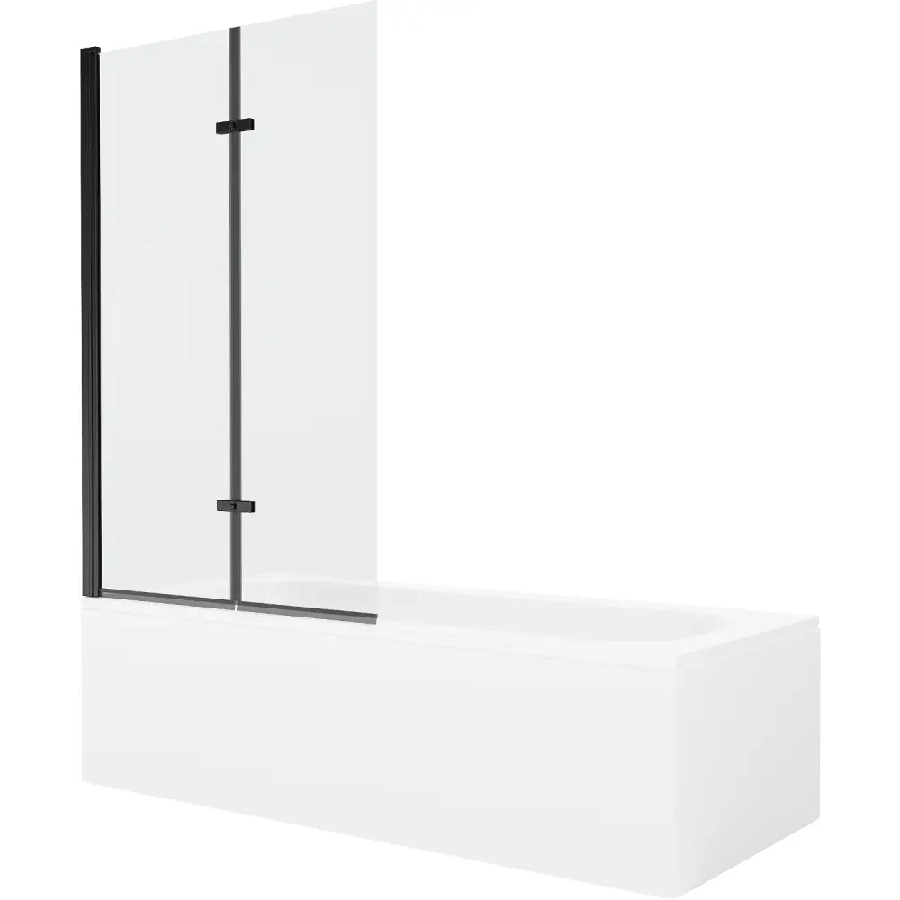 Mexen Vega Rektangulært Badekar 180x80 Cm med Kabinett og 2-delt Skjermdør 100 Cm Gjennomsiktig Sort - 550118080x