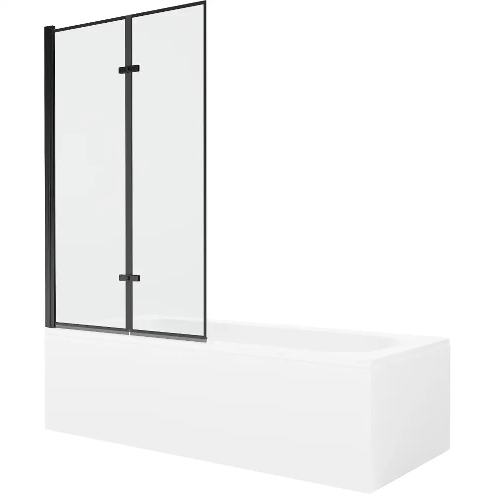 Mexen Vega Rektangulært Badekar 180x80 Cm med Kabinett og 2-delt Dusjvegg 100 Cm Svart Mønster - 550118080x