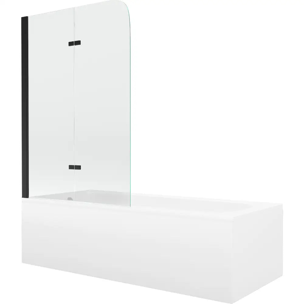 Mexen Vega Rektangulært Badekar 180x80 Cm med Kabinett og 2-delt Skjerm 100 Cm Gjennomsiktig Svart - 550118080x