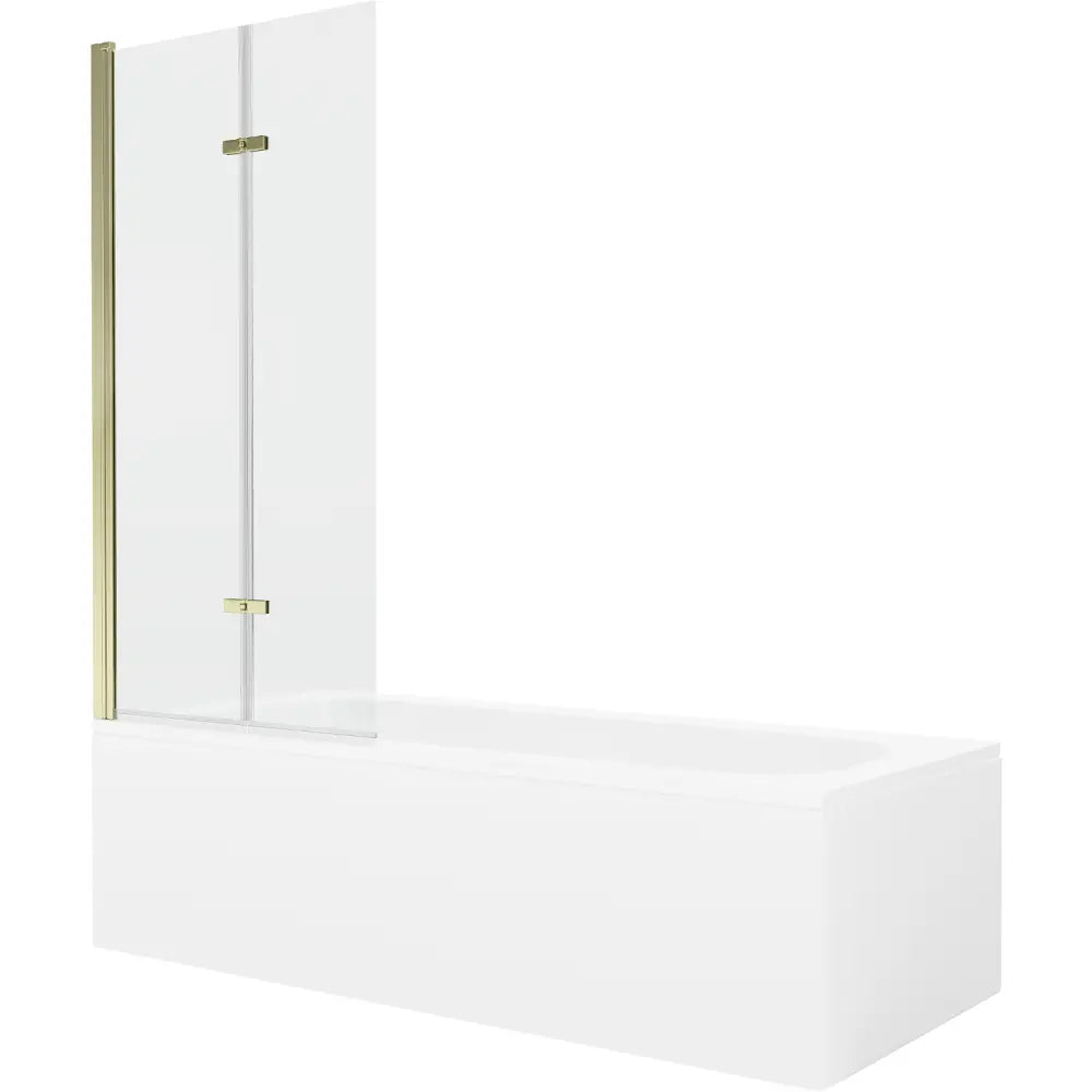 Mexen Vega Rektangulært Badekar 180x80 Cm med Kabinett og 2-delt Dusjvegg 80 Cm Gjennomsiktig Gull - 550118080x