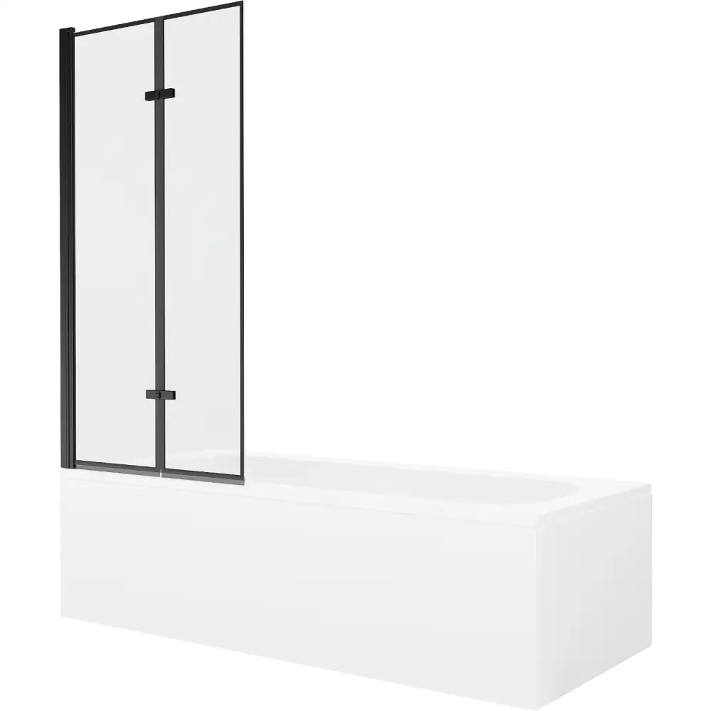 Mexen Vega Rektangulært Badekar 180x80 Cm med Kabinett og 2-delt Dusjvegg 80 Cm Svart Mønster - 550118080x