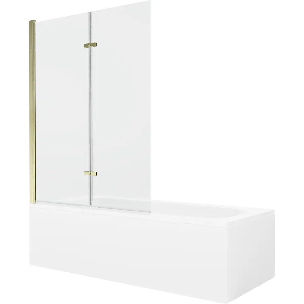 Mexen Vega Rektangulært Badekar 180x80 Cm med Kabinett og 2-delt Dusjvegg 120 Cm Gjennomsiktig Gull - 550118080x