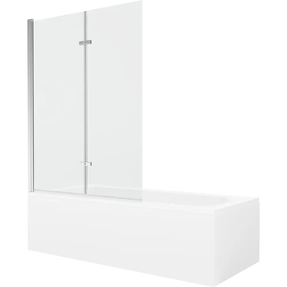 Mexen Vega Rektangulært Badekar 180x80 Cm med Kabinett og 2-delt Dusjvegg 120 Cm Transparent Krom - 550118080x