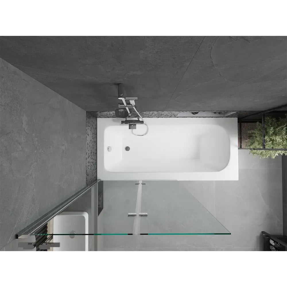 Mexen Vega Rektangulært Badekar 180x80 Cm med Kabinett og 2-fløyet 100 Cm Dusjvegg Gjennomsiktig Krom - 550118080x