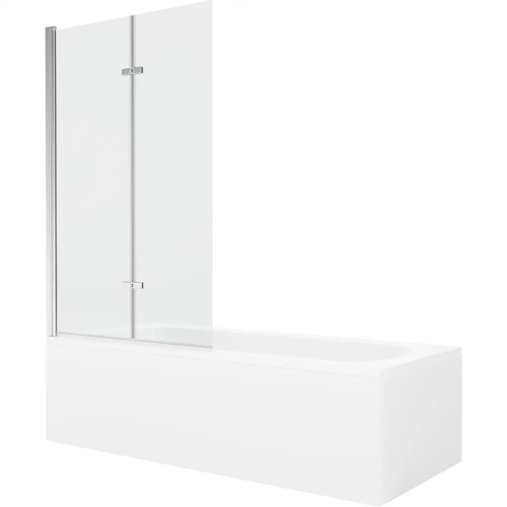 Mexen Vega Rektangulært Badekar 180x80 Cm med Kabinett og 2-fløyet 100 Cm Dusjvegg Gjennomsiktig Krom - 550118080x