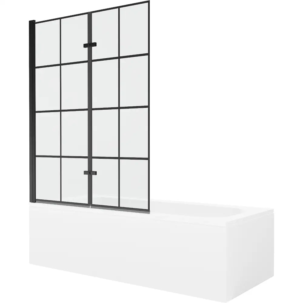 Mexen Vega Rektangulært Badekar 180x80 Cm med Kabinett og 2-panels Dusjvegg 120 Cm Svart Mønster - 550118080x