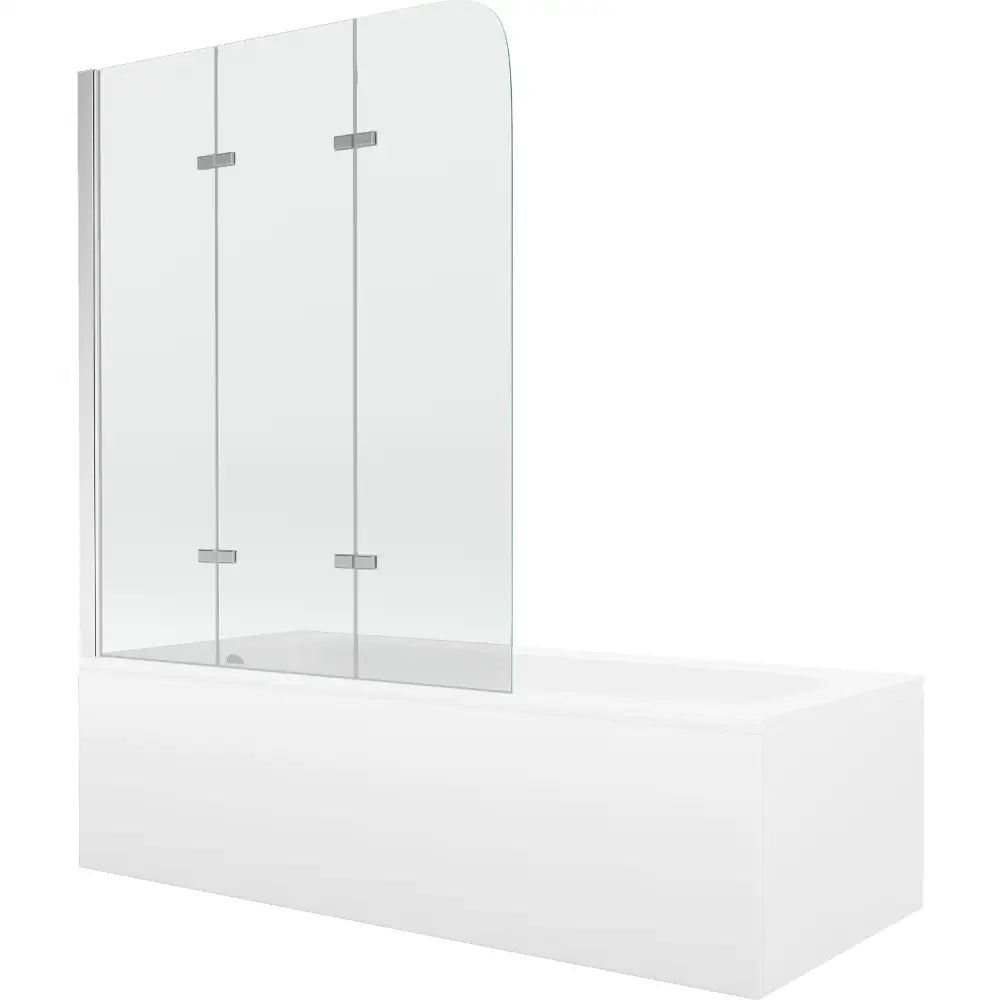 Mexen Vega Rektangulært Badekar 180x80 Cm med Kabinett og 3-delt Dusjvegg 120 Cm Gjennomsiktig Krom - 550118080x