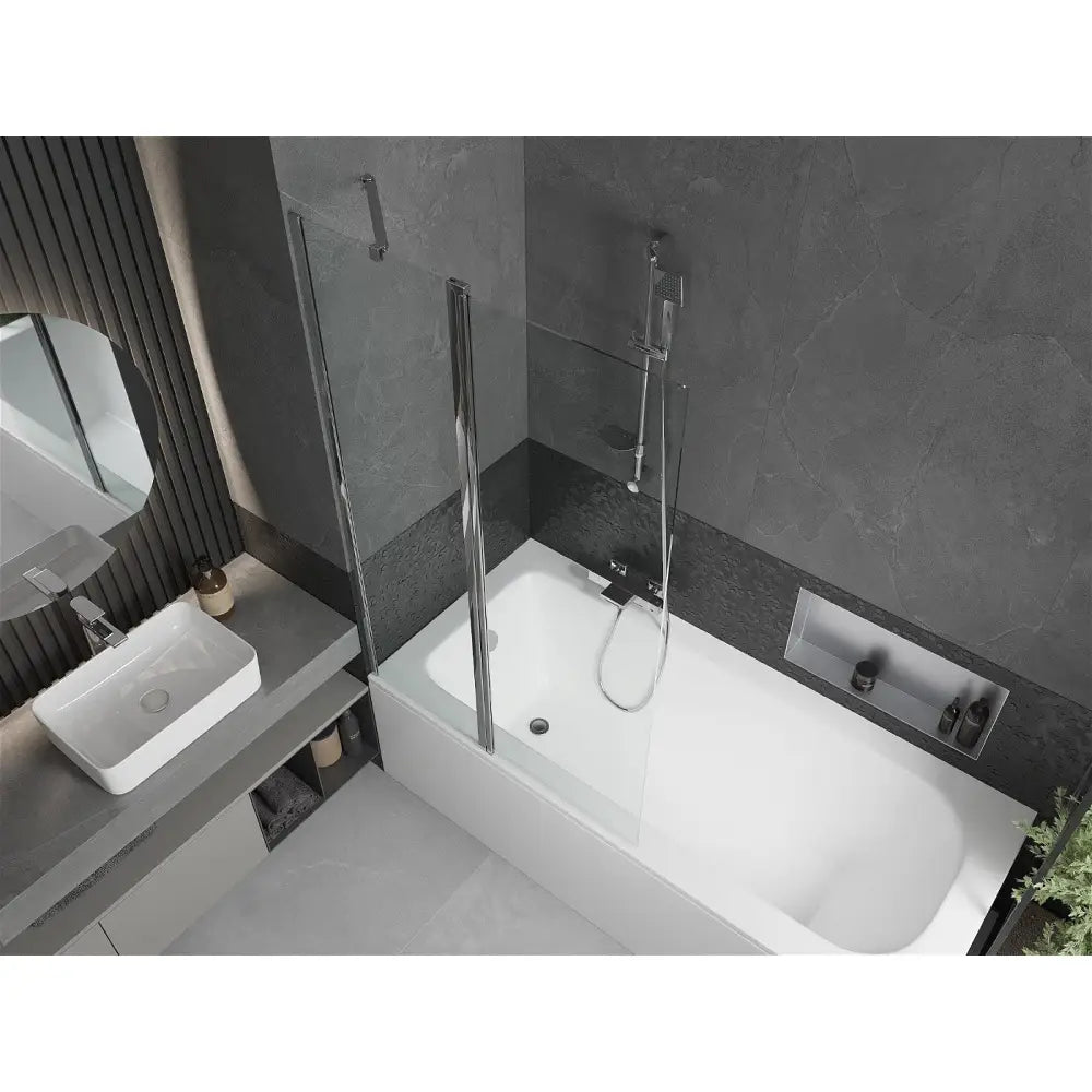 Mexen Vega Rektangulært Badekar 180x80 Cm med Kabinett og Enkelt 100 Cm Dusjdør Gjennomsiktig Krom - 550118080x