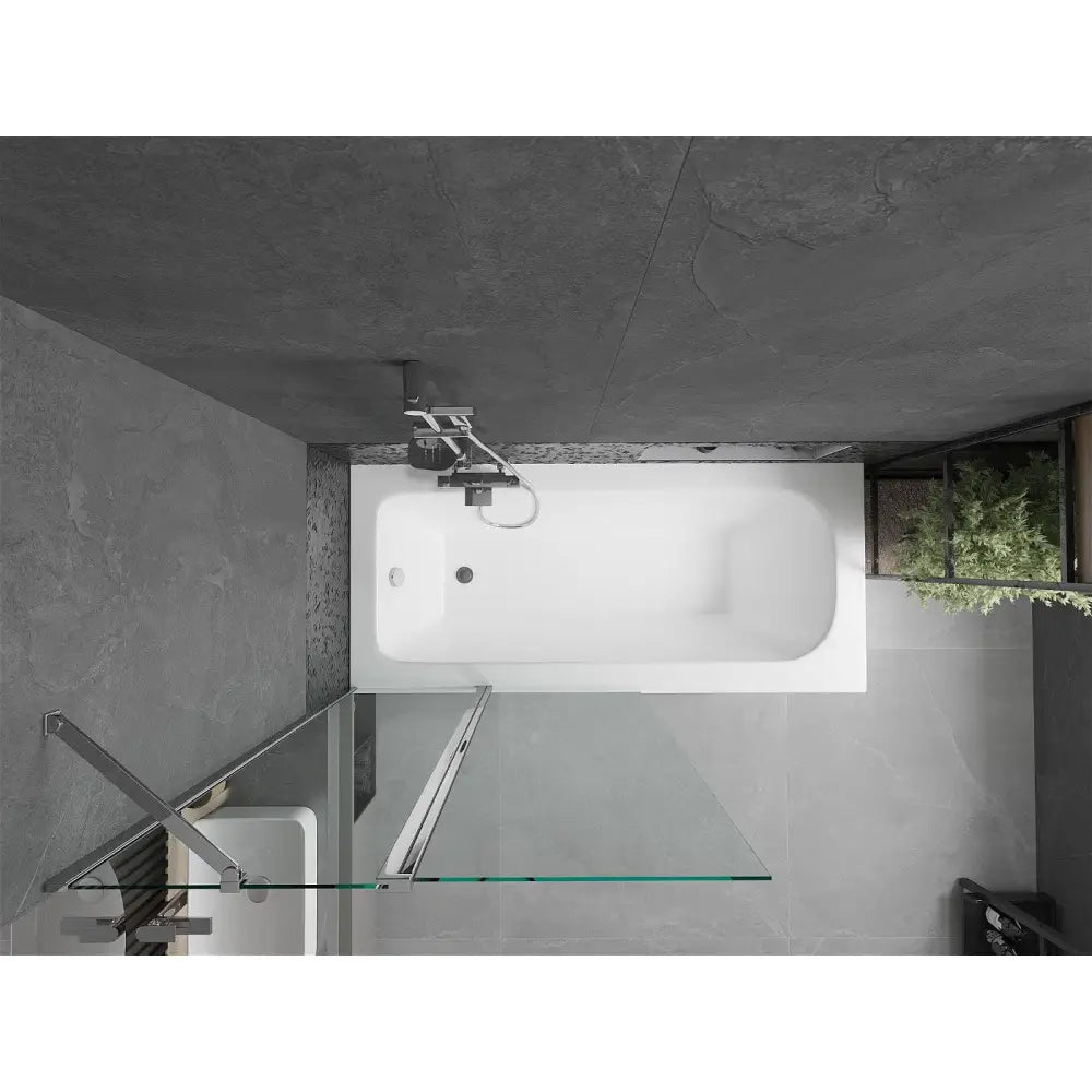 Mexen Vega Rektangulært Badekar 180x80 Cm med Kabinett og Enkelt 100 Cm Dusjdør Gjennomsiktig Krom - 550118080x