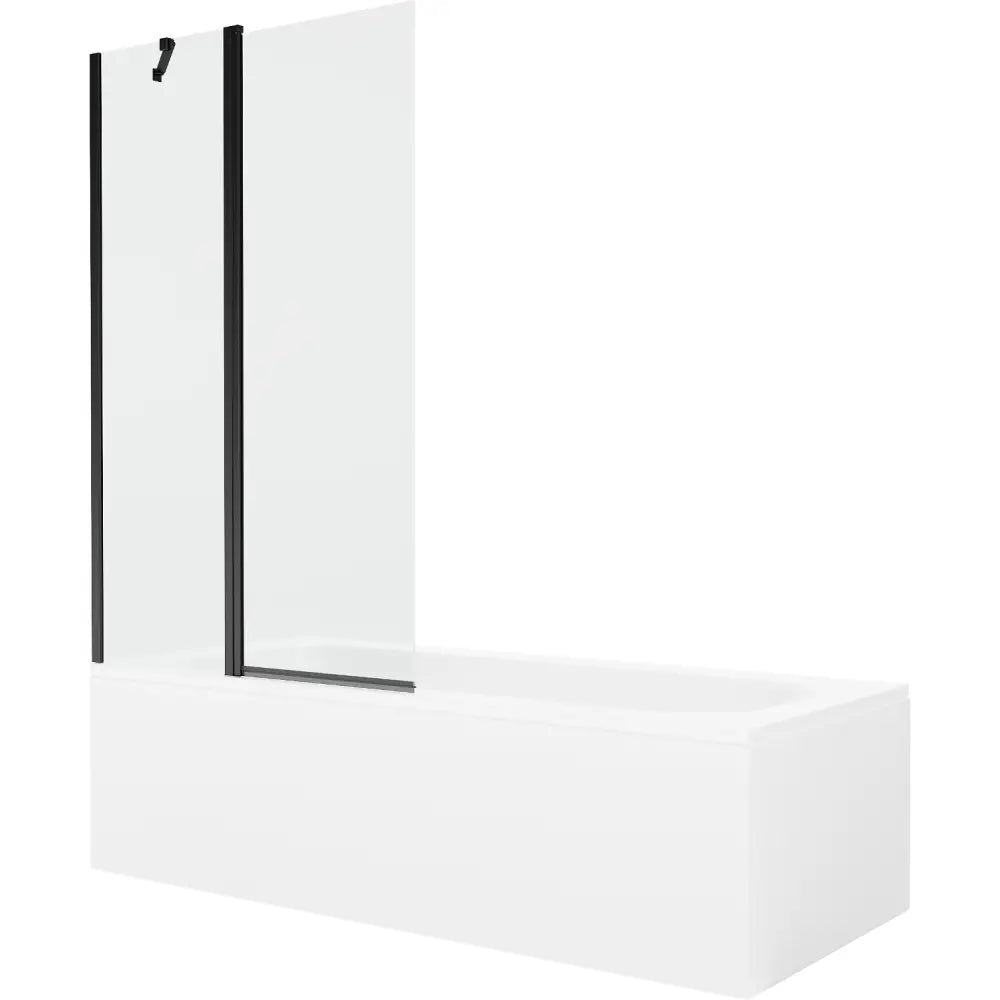 Mexen Vega Rektangulært Badekar 180x80 Cm med Kabinett og Enkelt 100 Cm Dørskjerm Gjennomsiktig Svart - 550118080x