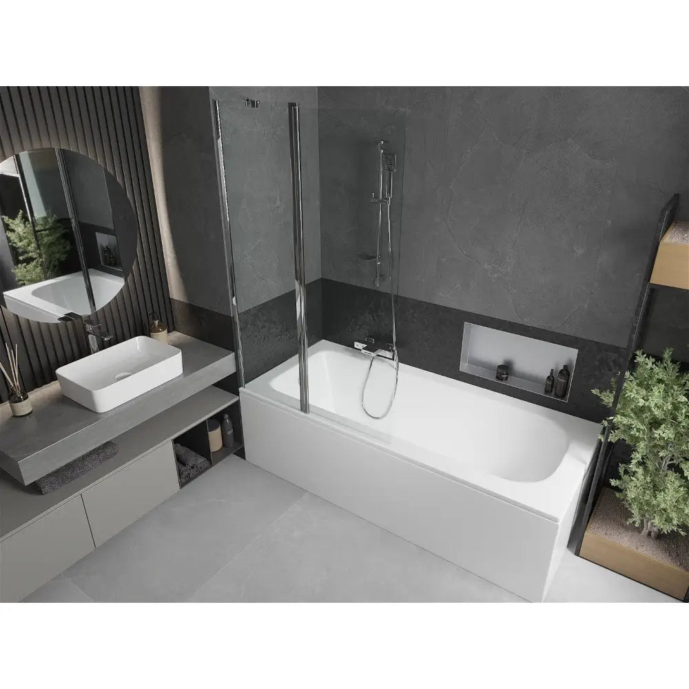 Mexen Vega Rektangulært Badekar 180x80 Cm med Kabinett og Enkelt 100 Cm Dusjdør Gjennomsiktig Krom - 550118080x