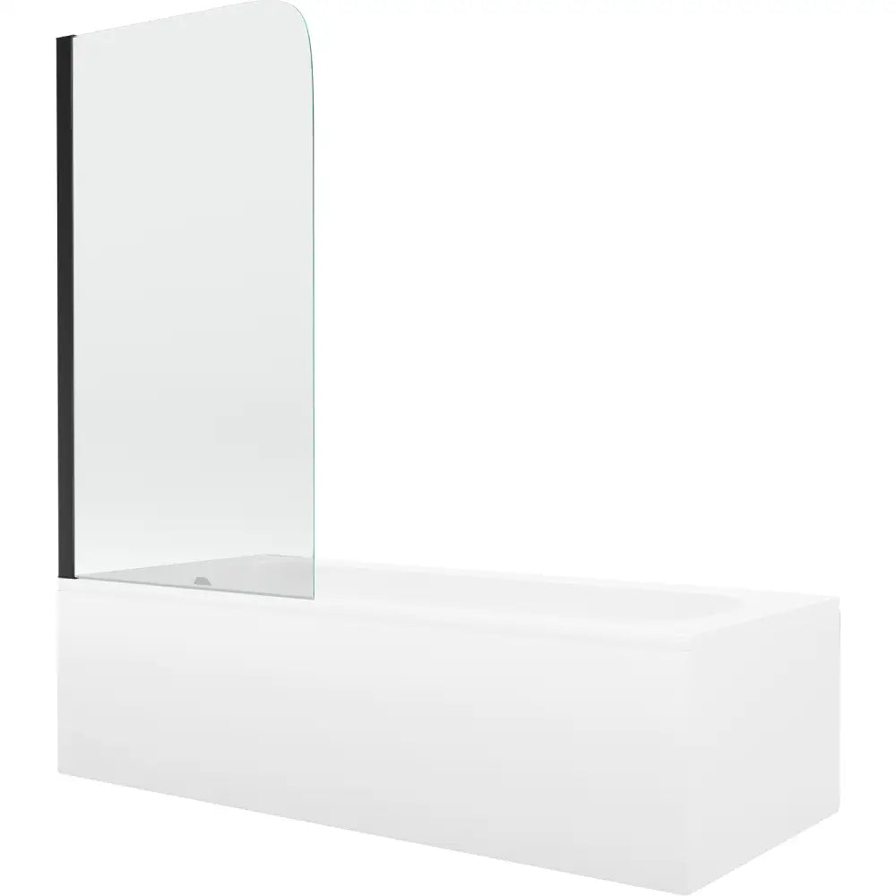 Mexen Vega Rektangulært Badekar 180x80 Cm med Kabinett og Enkelt 70 Cm Dør Gjennomsiktig Svart - 550118080x