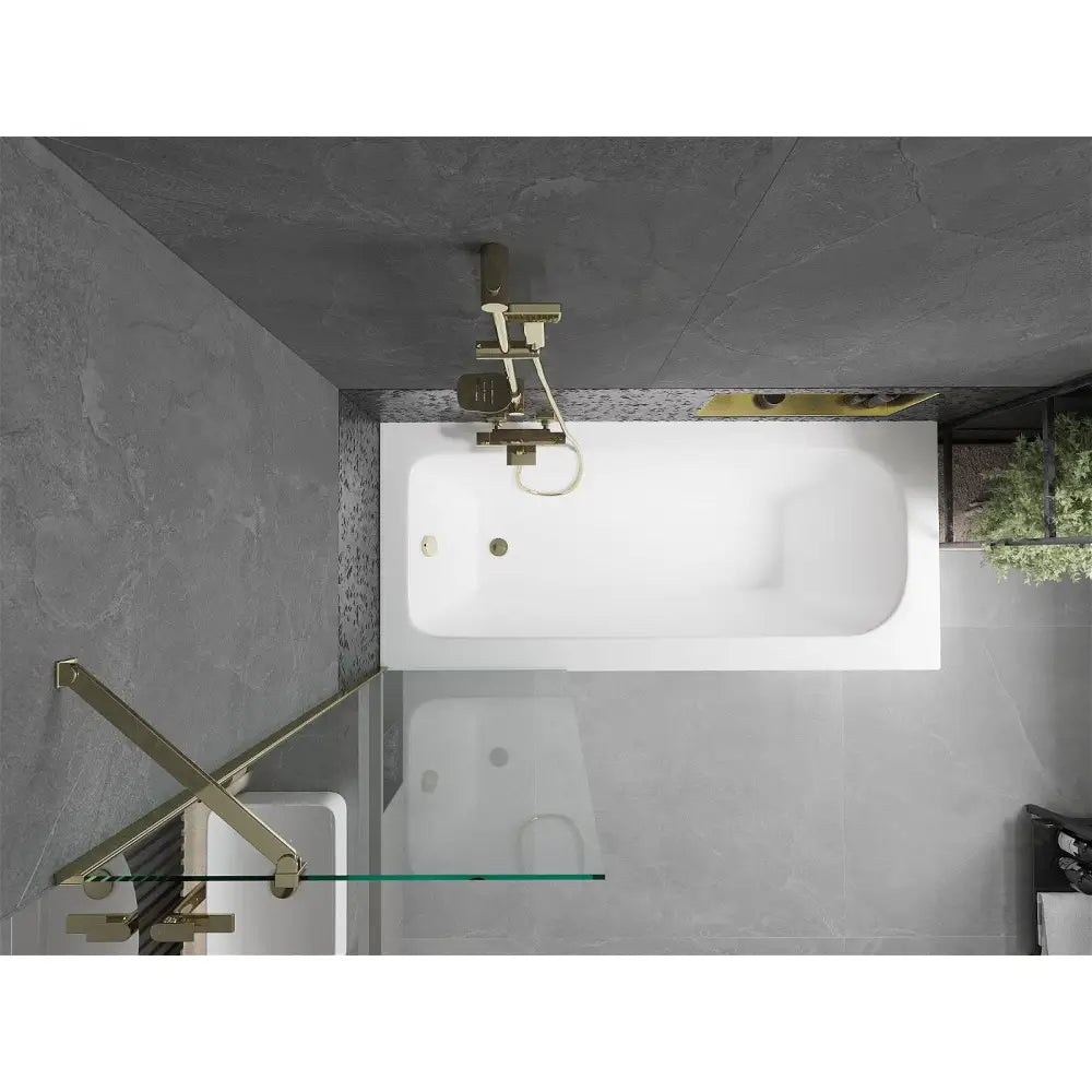 Mexen Vega Rektangulært Badekar 180x80 Cm med Kabinett og Ensidig Dusjvegg 60 Cm Gjennomsiktig Gull - 550118080x