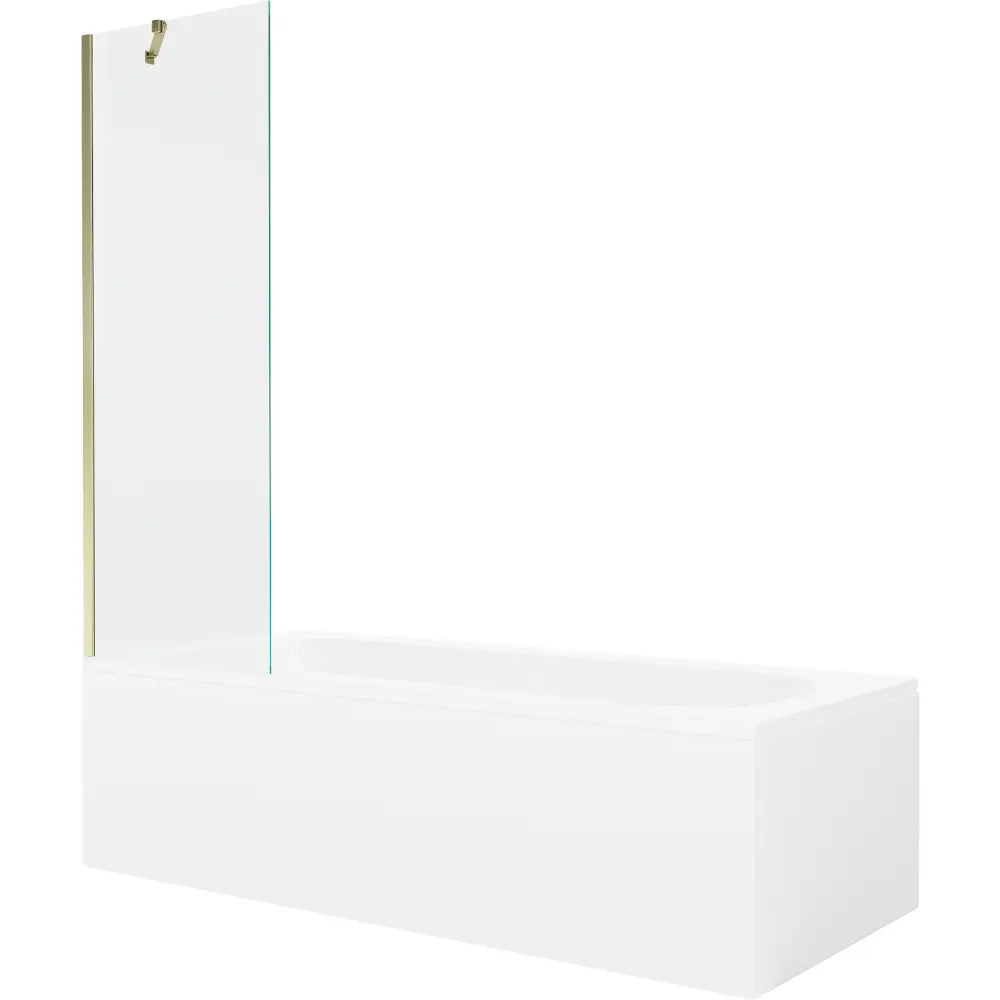 Mexen Vega Rektangulært Badekar 180x80 Cm med Kabinett og Ensidig Dusjvegg 60 Cm Gjennomsiktig Gull - 550118080x